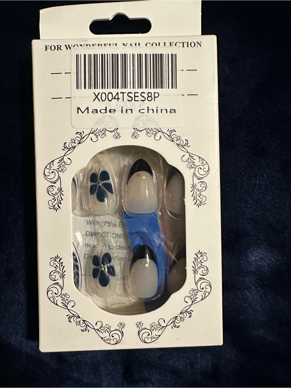 Blue Floral Press on Nail Set